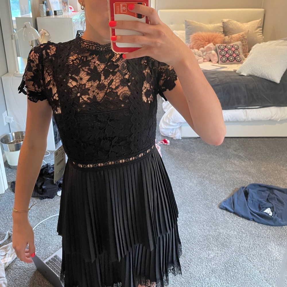 zara black lace dress